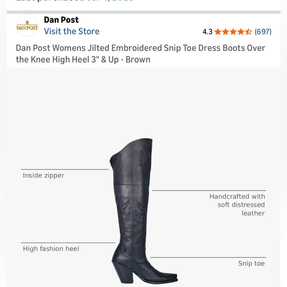 Dan Post “Jillted” Black Leather Knee-High Boots - Picture 10 of 12